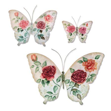 EANGEE HOME DESIGN Butterfly Wall Decor, White & Pink - Set of Three m2027